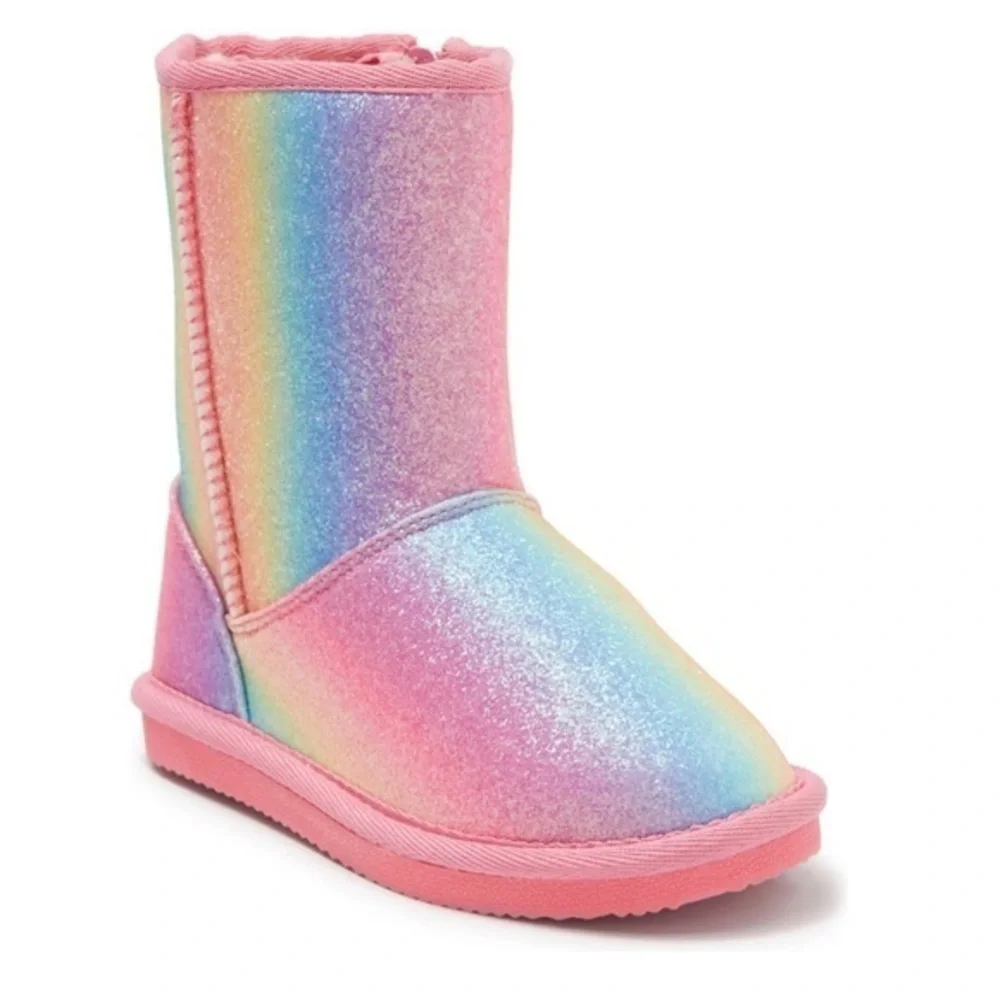 HARPER CANYON Girls Boots sz 6 Toddler Rainbow Glitter Faux Fur # bag Qt